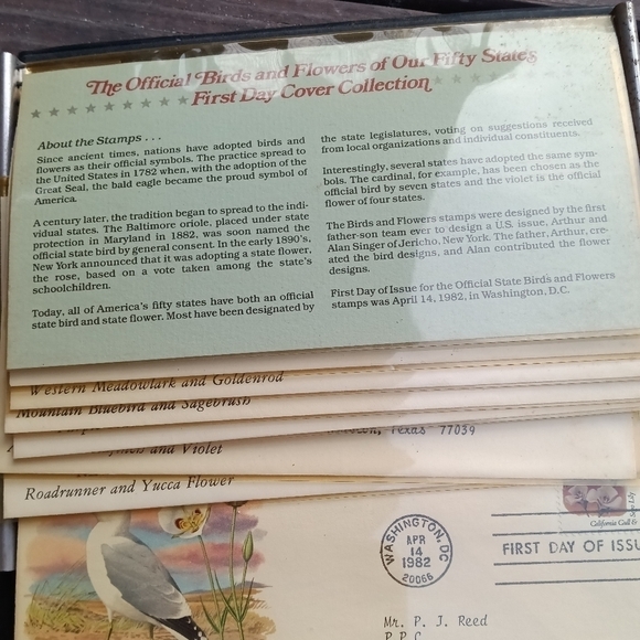 Official Birds & Flowers of Our Fifty States First Day Cover Collection Stamps - Picture 8 of 10